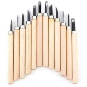 Resim Kaya Ahşap Saplı Hobi Oyma Seti Oyma Bıçak Seti 12 Parça Takım 