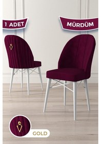 Resim Canisa Ritim Serisi, Beyaz Gürgen Ayaklı, 1.sınıf Babyface Kumaş Mürdüm Sandalye, Gold Halkalı, 1 Adet Sandalye Mürdüm Ayakları Beyaz 