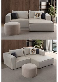 Resim Arven Köşe Koltuk Takımı Krem Sağ Köşe Krem 