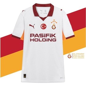 Resim Gsstore Galatasaray Lisanslı 2024/25 5 Yıldızlı Beyaz Deplasman Taraftar Forma Spor Bileklik Set Ahşap Kutulu Beyaz - Kırmızı. 