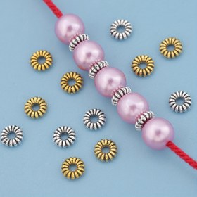 Resim 200 adet/100 adet Bükülmüş Kenar Düz Delikli Spacer Boncuklar 6mm Vintage Yuvarlak Gevşek Spacer Boncuklar Eskitme Dalgalı Boşluklu Dekoratif Boncuklar Büyük Delikli İplik Geçirme Aralayıcıları Açık Delikli Gevşek Boncuklar Takı Yapımı için Uygun, DIY Bilezikler, Halhal Kolyeler, Anahtarlıklar Boncuk Çeşitleri Giysi Aksesuarları El Sanatları Malzemeleri Takı Yapım Setleri 
