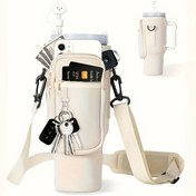 Resim Çok Amaçlı 40oz Spor Su Şişesi Kılıfı ile Cep ve Ayrılabilir Askı - Dayanıklı Polyester & Neopren Su Şişesi Taşıyıcısı ile Tutamaç, Anahtar Kancası için Yürüyüş, Açık Hava Aktiviteleri 