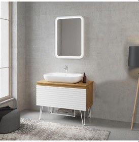 Resim Denko Taylan 85 Cm Mdf Beyaz Banyo Dolabı Alt Modül Ve Lavabo Beyaz 