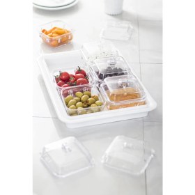 Resim FRY Akrilik Beyaz 6’lı Kapaklı Kahvaltılık Kahvaltı Seti & Saklama Kabı (Cam Değildir) 