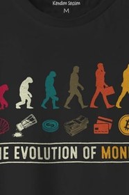 Resim Siyah T-shirt The Evolution Of Money Bitcoin Be Rich Regular Fit T-shirt 