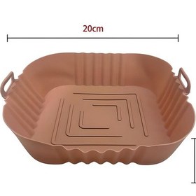 Resim Renkli Isıya Dayanıklı Yıkanılabilir Silikon Fırın Ve Airfryer Kare Model Pişirme Matı 20 Cm Vizon 
