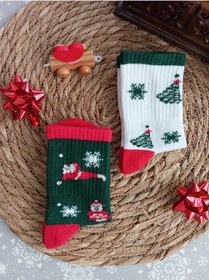 Resim Butik 2'li Noel-Yılbaşı Konsept Unisex Çocuk Çorap 
