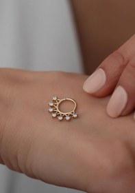 Resim 14 Ayar Altın 7 Taşlı Taç Piercing Sarı 