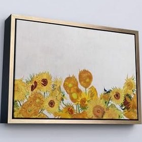 Resim Ahşap Çerçeveli Vincent Van Gogh Ayçiçekleri Tablo Siyah 55 x 75 cm, TTÇ.KNV7149FRM 