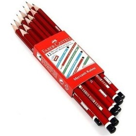 Resim Faber Castell Köşeli Mercanlı Kurşun Kalem 12 Li Diğer 