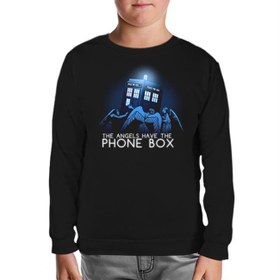 Resim Doctor Who - Angels Have The Phone Box Siyah Çocuk Sweatshirt 