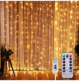 Resim Lumenn Peri Perde Kumandalı 8 Modlu 200 Ledli Işık Çok Renkli 