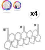 Resim Mashotrend 4 Adet Beyaz Gondol Kapı Arkası Askılık - Çok Amaçlı Kapı Arkası Askılığı 