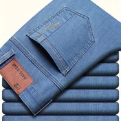 Resim Erkek Klasik Tüm Mevsim Kot Pantolon, %50 Pamuk %30 Polyester %18.5 Viskon %1.2 Spandex, Düzenli Kesim, Yıkanmış Düz Renk, Esnek Kumaş, 350g/m², İş Gündelik Sokak Modası için Temel Stil 