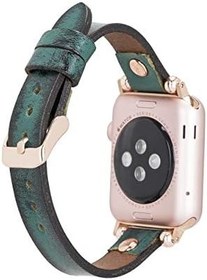 Resim Bouletta Apple Watch Deri Kordon Vintage Ferro RoseGold Troklu V6SEF Yeşil 