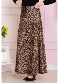 Resim Sevitli Beli Bağcıklı Leopar Desenli Etek-hardal-4715 Hardal 