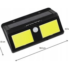 Resim Solar Güneş Enerjili Sensörlü 96 Cob Led Aplik Duvar Tipi Led Lamba Çok Renkli 