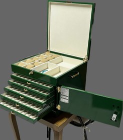 Resim VIP Ahşap Takı & Saat & Tespih Dolabı, 5 Çekmeceli 