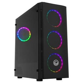 Resim GAMEMAX GC-9255G HAWK USB 3.0 Siyah Kasa Powersız RGB Dual Fan 