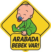 Resim TASARIM TABELA Arabada Bebek Var Sticker Etiket 14x14cm 