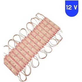 Resim 12 Volt 1.5 Watt 3 Lensli Pembe 2835 Smd Led Modül Ip65 10 Adet Modül 