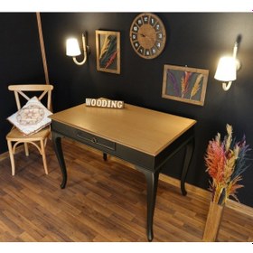 Resim Wooding-Mobilya Wooding 120 Cm Çekmeceli Masif Siyah Naturel Çalışma Masası 