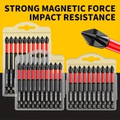 Resim 6 Parça Manyetik Çapraz Sürücü Bit Seti, Kaydırmaz Tungsten Çeliği, Elektrikli ve Manuel Matkaplar için Yüksek Sertlik, Ev Yenileme Araçları, Metal Malzeme, Elektrik Gerektirmez 