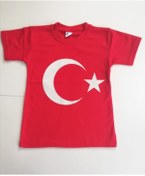 Resim TONTİŞLER BEBEK VE ÇOCUK GİYİM Ay Yıldızlı Türk Bayraklı Kısa Kollu Kız Veya Erkek Çocuk Tişort 10 Kasım-23 Nisan-19 Mayıs 