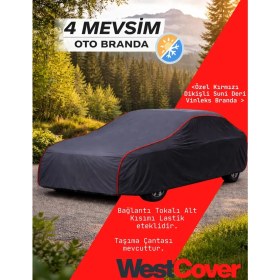 Resim WestCover Peugeot 307 En Kaliteli Vinleks (Siyah-Kırmızı Dikişli) Kumaş Oto Branda Araba Çadırı 