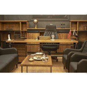 Resim Deryawood Masif Ahşap Ofis Masası 