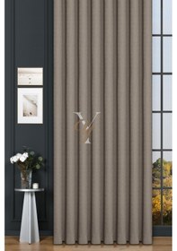 Resim Keten Fon Perde V-4008 Sütlü Kahve Sütlü Kahve 