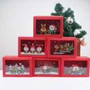 Resim 6 Paket Noel Hediye Kutuları, Kırmızı Karton, Çizgi Film Ren Geyiği ve Noel Ağacı Tasarımı, Şeffaf Pencere, Pişirme Şeker Kurabiye Kutuları, Tatil Partisi İkramlık Ambalajı, Ev ve Mutfak Malzemeleri 