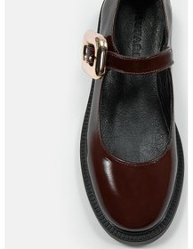 Resim Ghisa Bordo Rugan Hakiki Deri Altın Tokalı Loafer Bordo 
