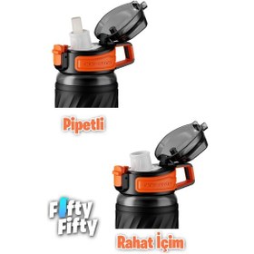 Resim Tkk 600 Ml Çift Kullanım Taşıma Kulplu Tritan Su Matarası Fftkk1025-600ml 