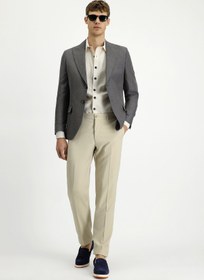 Resim Kiğılı 7 Drop Slim Fit Dar Kesim Yünlü Keten Karışımlı Klasik Ceket 