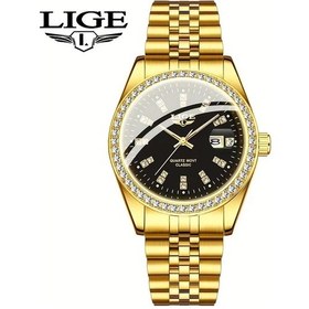 Resim Fochsia Lıge Yeni Unisex Spor Kronograf Saati Golden Black Çelik Bileklik Işıklı Diğer 