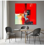 Resim Soyut Büyük Boy El Yapımı Yağlı Boya Tablo 106x108cm 