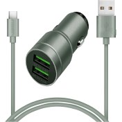 Resim Concord C-772 Type-C Kablo ve Metal Başlık Hızlı Araç Şarj Seti 2.4 + 3.5A 23W 