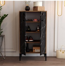 Resim Variant Prag Ayakkabılık - Ceviz / Siyah Mermer Siyah 