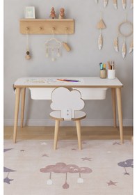 Resim Resim Kağıdı Rulolu Çocuk Oyun Aktivite Masası 1 Sandalyeli Çekmeceli Çocuk Masası - Bulut Çok Renkli 