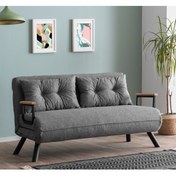 Resim Pafu Sando İkili Keten Katlanır Yataklı Koltuk Gri 