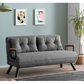 Resim Pafu Sando İkili Keten Katlanır Yataklı Koltuk Gri 