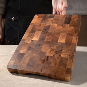 Resim 1 adet Acacia Ahşap Çift Taraflı Kesme Tahtası - Çoklu Boyutlu Mutfak Tezgahı Doğrama Tahtası ve Ekmek Tahtası, Gıda Hazırlığı, Servis, Ev ve Restoran Kullanımı için Dayanıklı Doğal Ahşap Tasarım, Gıda Hazırlığı, Çift Taraflı Tasarım, Pürüzsüz Dokusu 