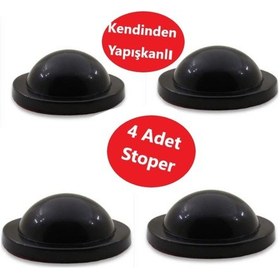 Resim Silikon Kapı Stoperi Siyah 4 Adet Tamponu Kendinden Yapışkanlı Siyah Kapı Kolu Stopu Tutucu Sessiz Stop 