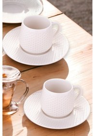 Resim 2 Kişilik Porselen Kahve Fincan Takımı Golf Desen 