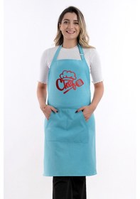 Resim Unisex Master Chef Kanguru Model Mutfak Önlüğü Açık Mavi 