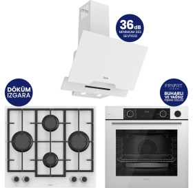 Resim Ferre Steamart & Fryart Chef Edition Beyaz 3'lü Ankastre Set XE64CB-LN386-D064SA 