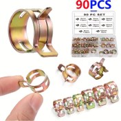 Resim 90 Adet Yaylı Hortum Kelepçesi Assorti Kiti, Yaylı Bant Eylem Yakıt/Silikon Vakum Hortum Tüp Kelepçesi Düşük Basınçlı Hava Kelepçesi (6mm 7mm 8mm 9mm 10mm 12mm 14mm 16mm) 