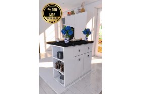 Resim Moka Park AVM 2 Kapaklı 2 Çekmeceli Geniş-Dar Raflı Dekoratif Şık Mutfak Adası 