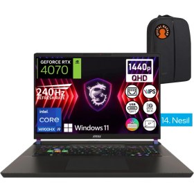 Resim Msı Vector 17 Hx A14VGG-229TR Intel Core I9 14900HX 64GB 4tb SSD RTX4070 17" Qhd+ 240Hz W11 Oyuncu Bilgisayarı 